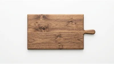 Wooden Cutting Board With Handle On White Background
