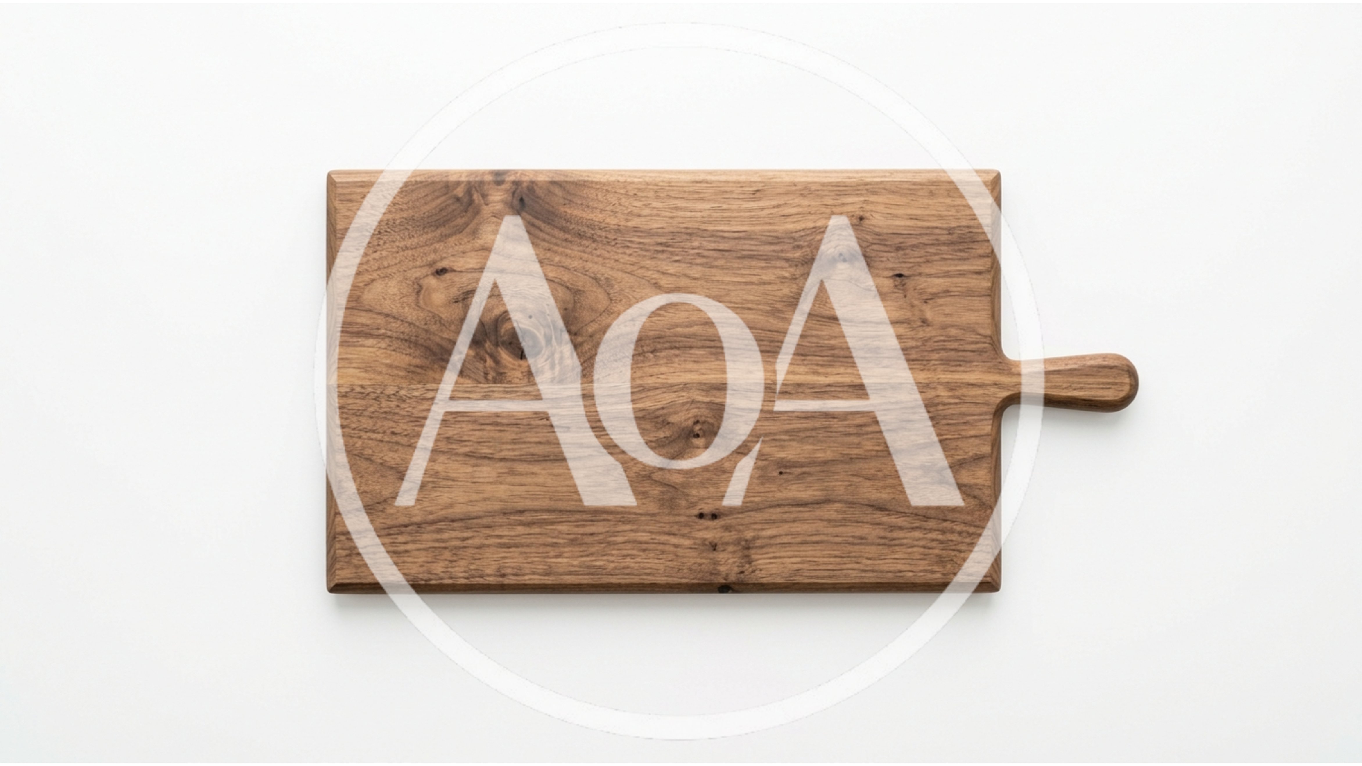 Wooden Cutting Board With Handle On White Background