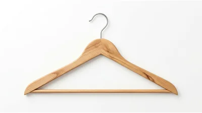 Wooden Clothes Hanger Isolated On White Background