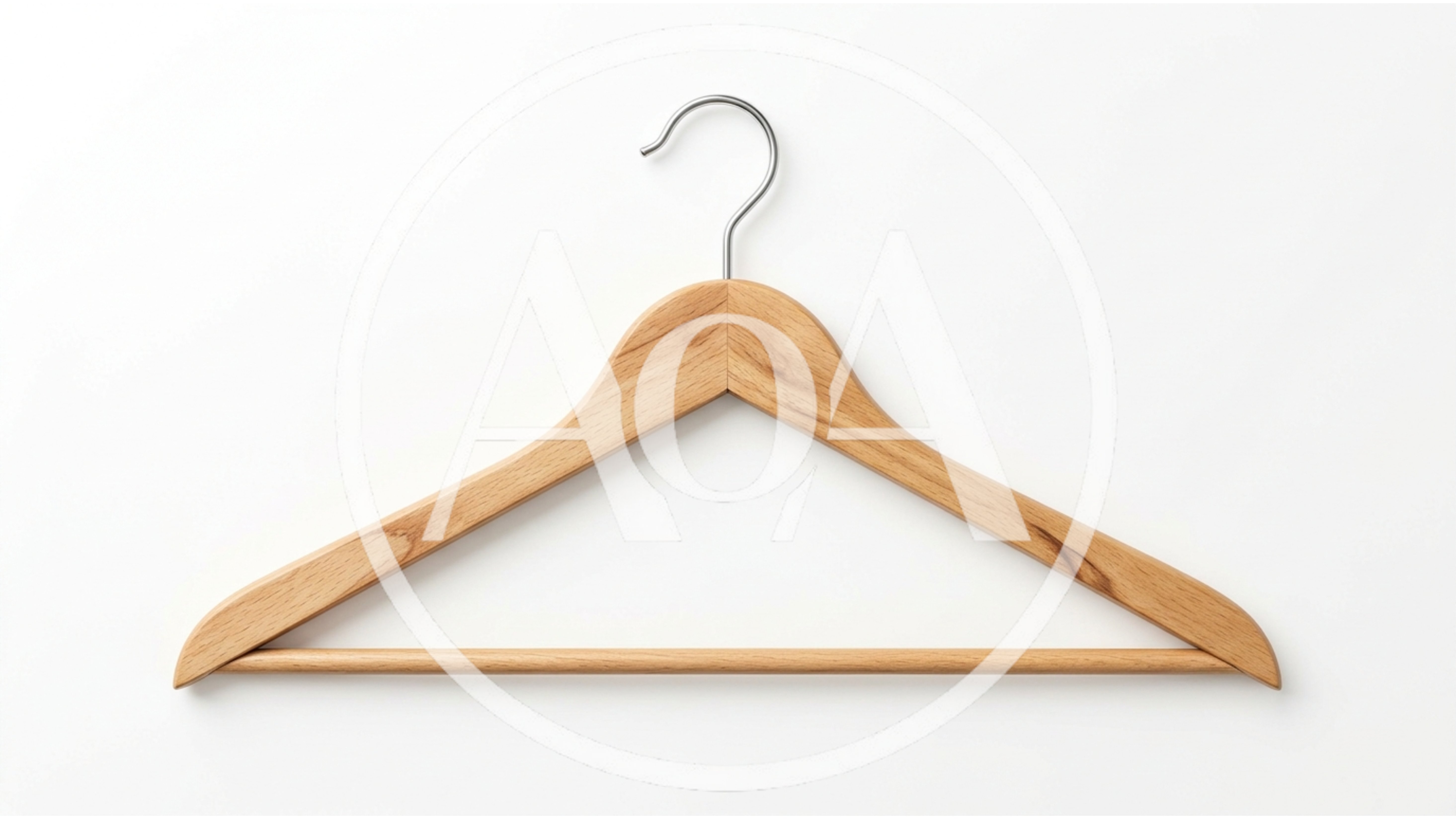 Wooden Clothes Hanger Isolated On White Background