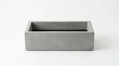 Rectangular Concrete Planter Box on White Background