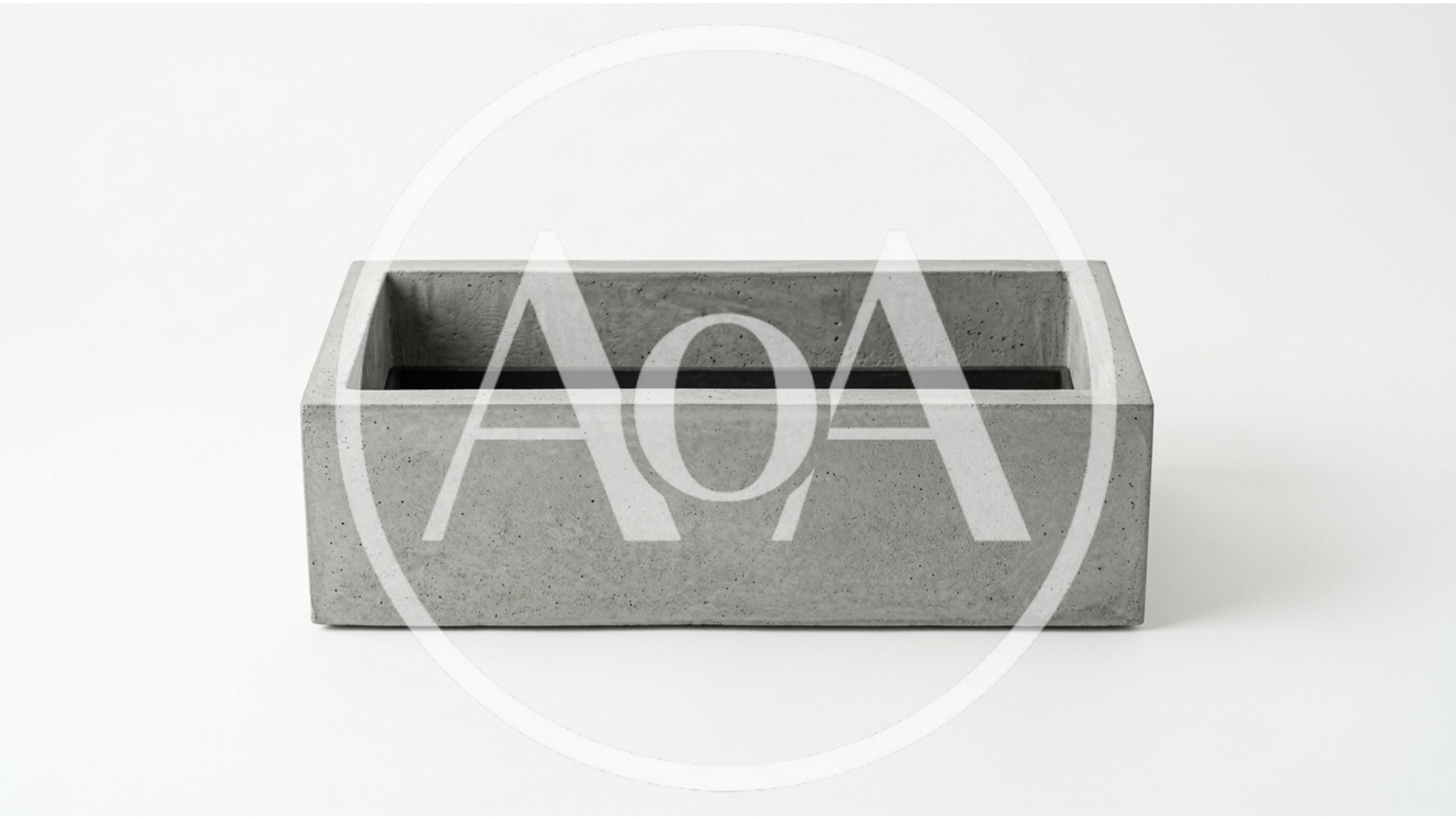 Rectangular Concrete Planter Box on White Background