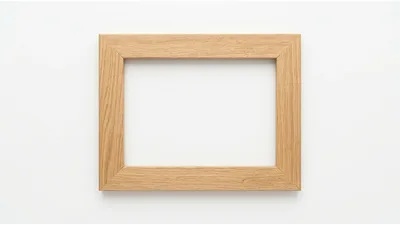 Empty Wooden Picture Frame On White Background