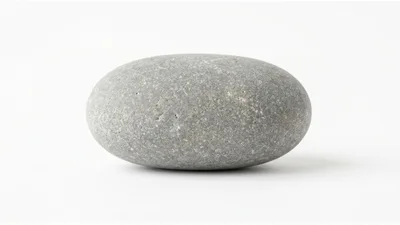 Smooth Grey River Pebble Isolated On White Background