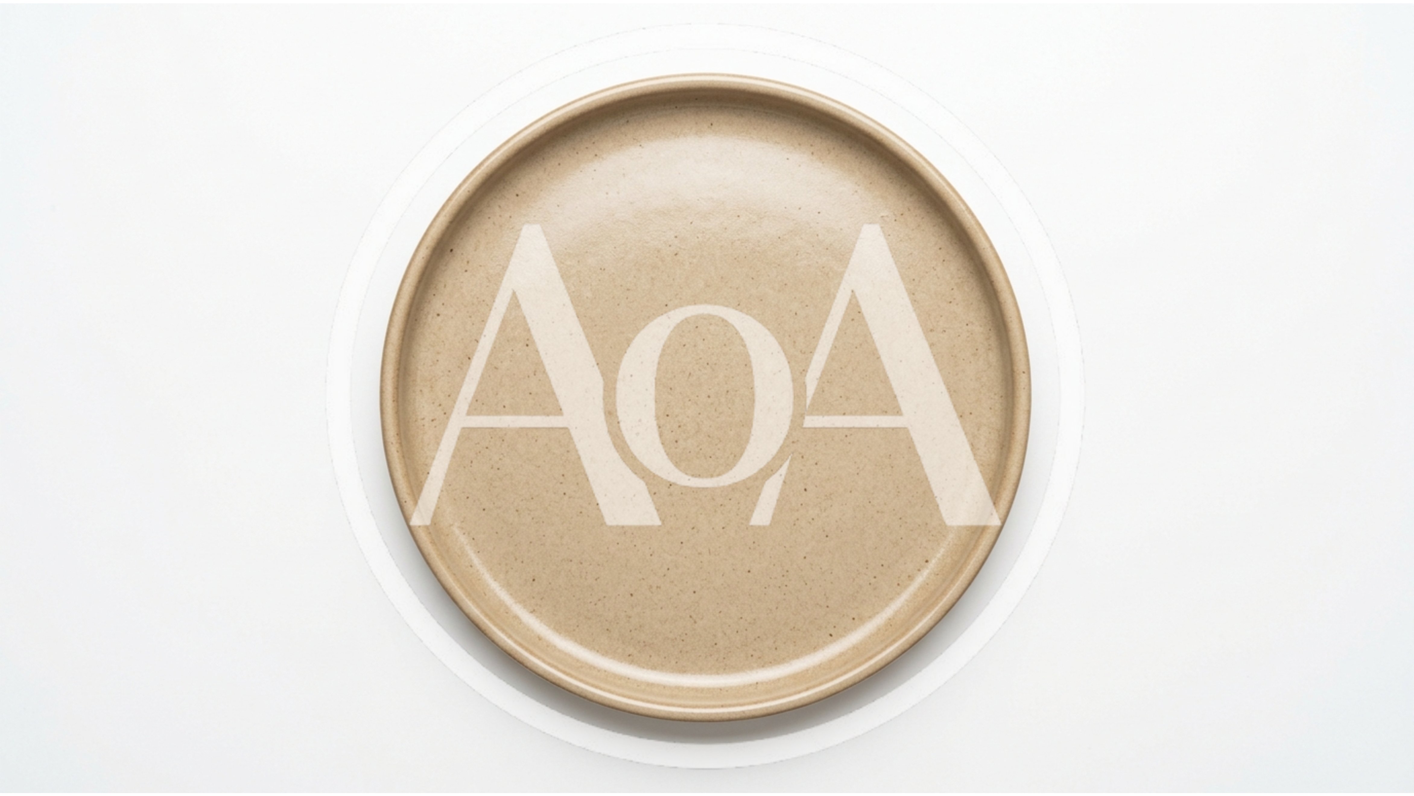 Empty Beige Ceramic Plate On White Background