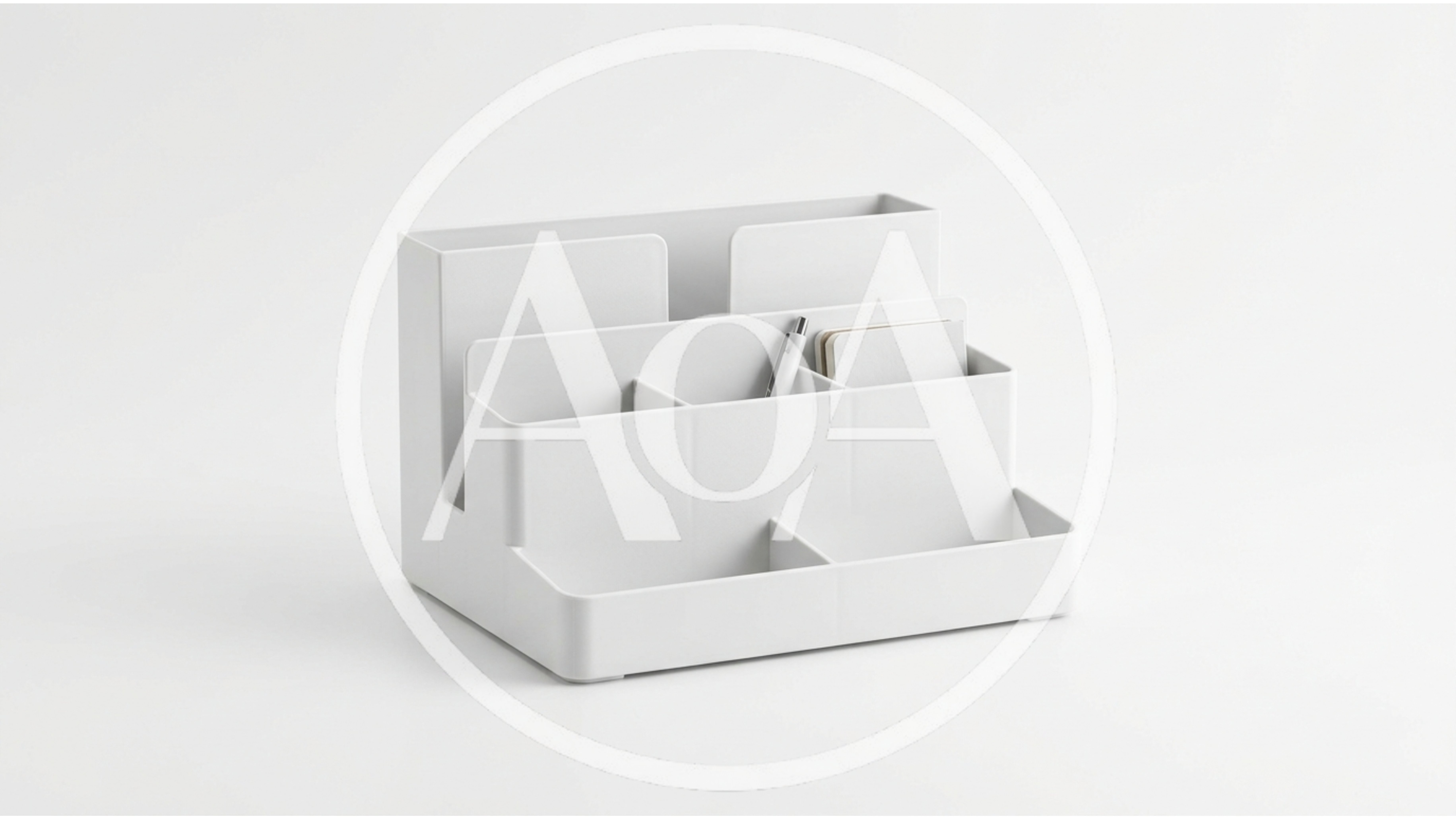 White Plastic Desk Organizer With Office Supplies