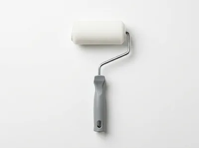 Paint Roller With Grey Handle On White Background