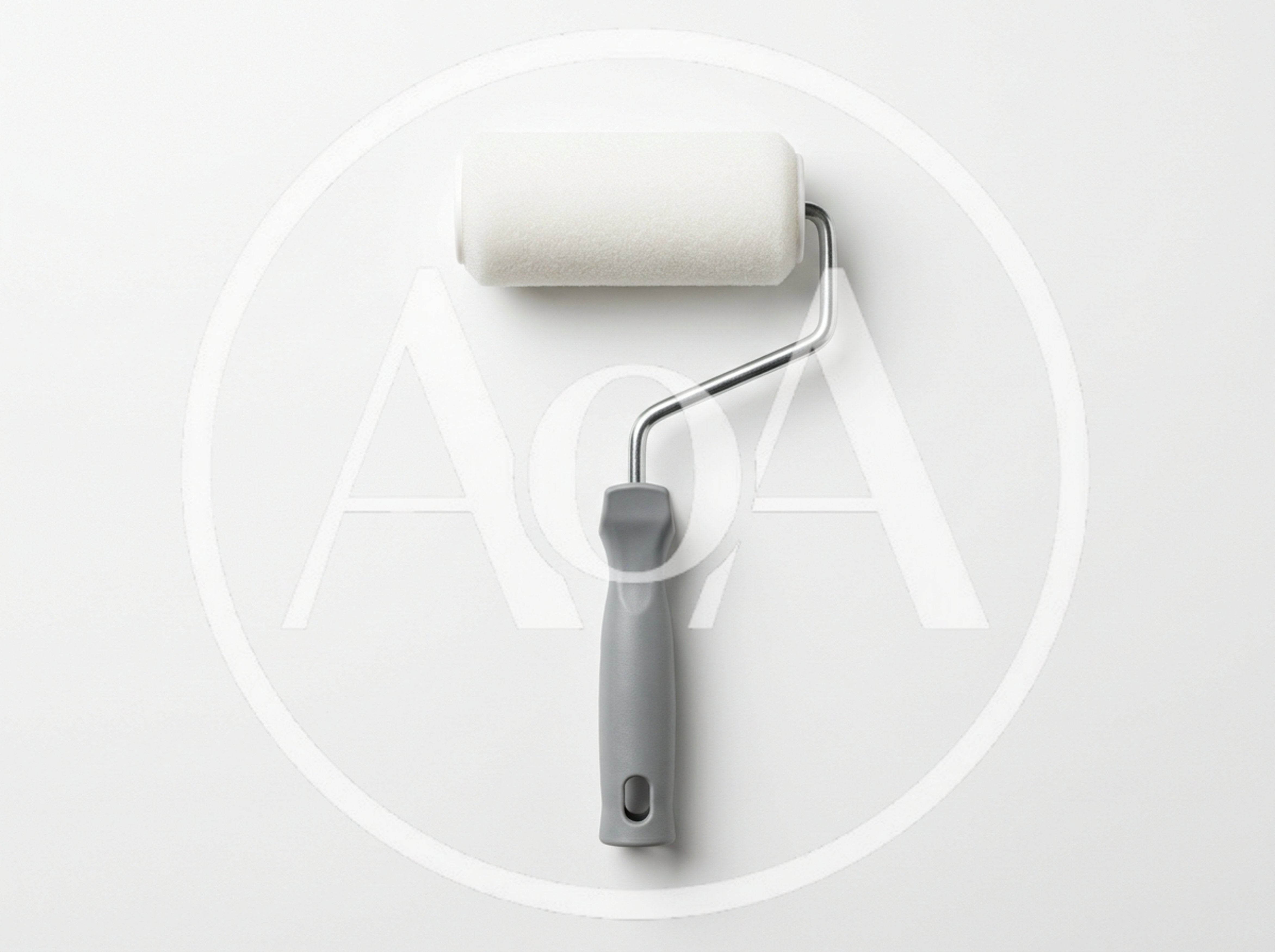 Paint Roller With Grey Handle On White Background
