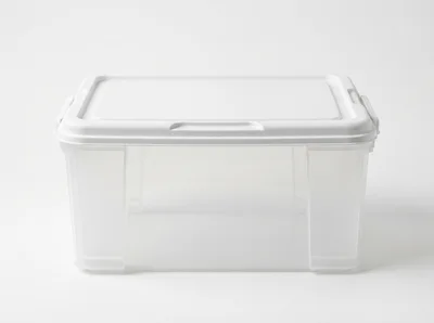 Clear Plastic Storage Bin With White Lid