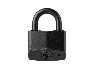 Black Metal Padlock Isolated On White Background