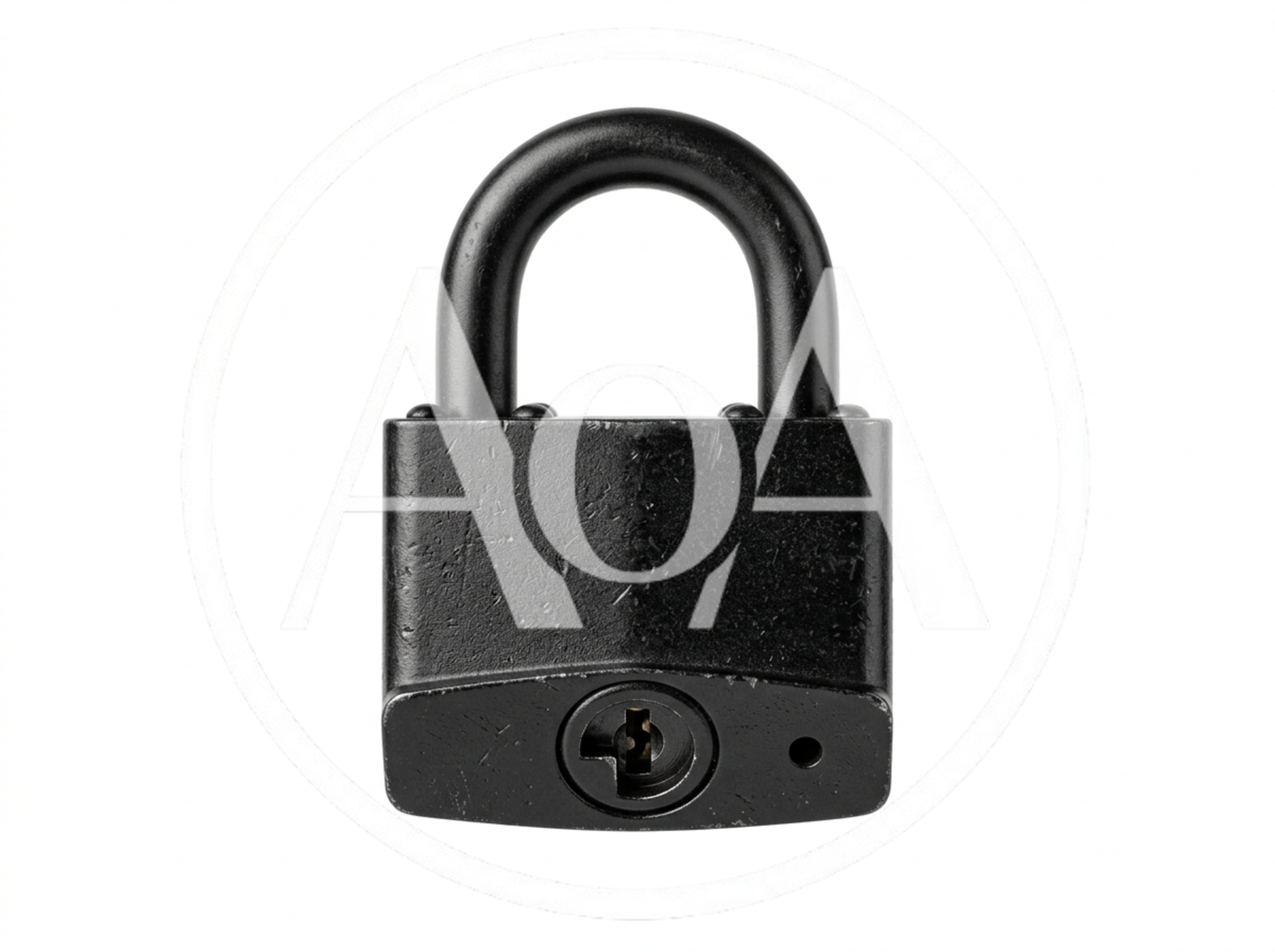 Black Metal Padlock Isolated On White Background