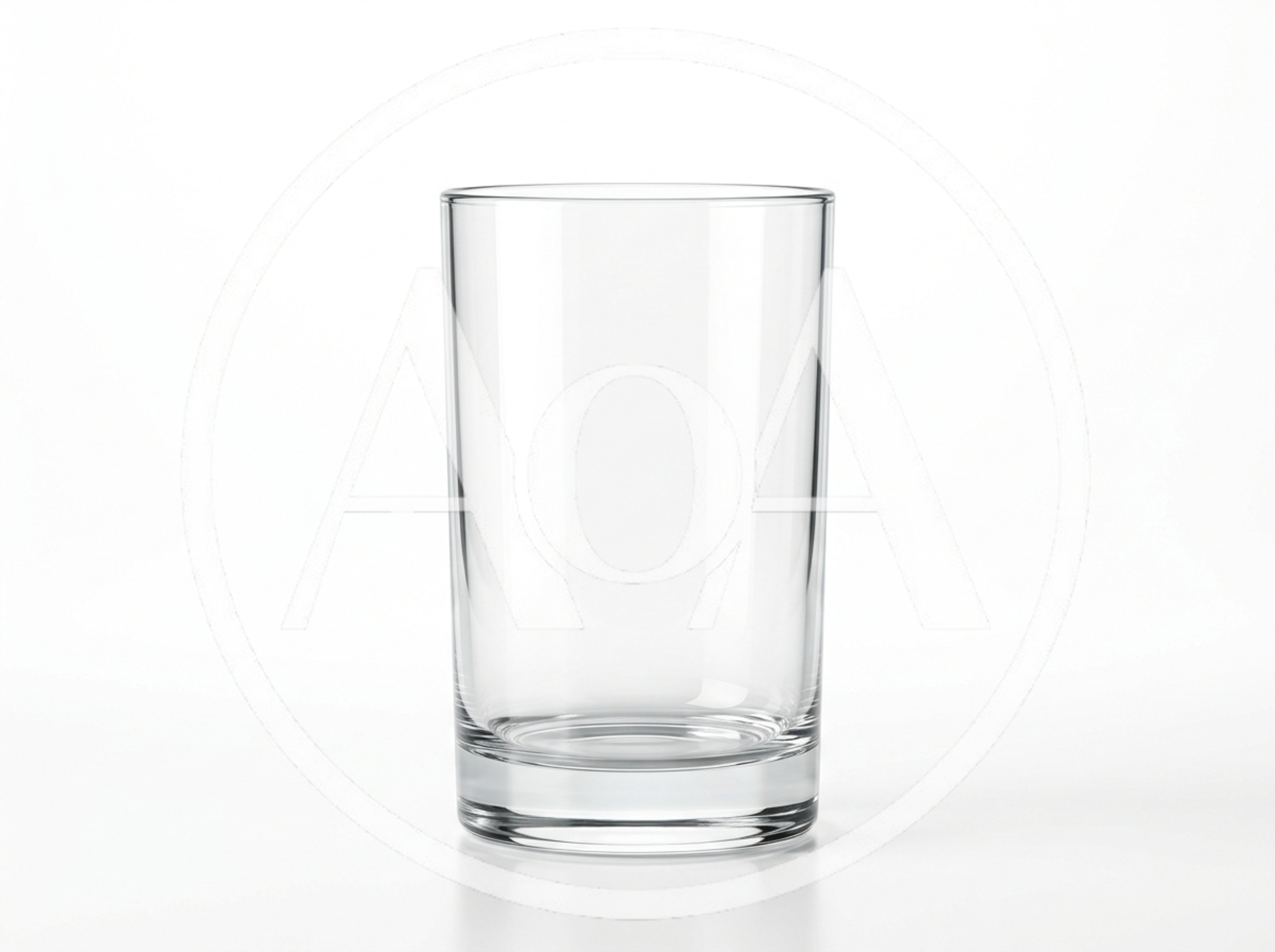 Empty Clear Glass Tumbler On White Background