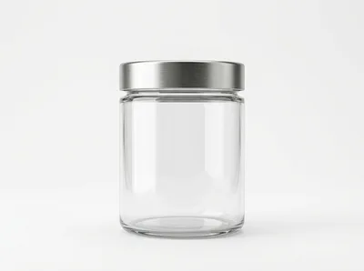 Empty Glass Jar With Brushed Metal Lid