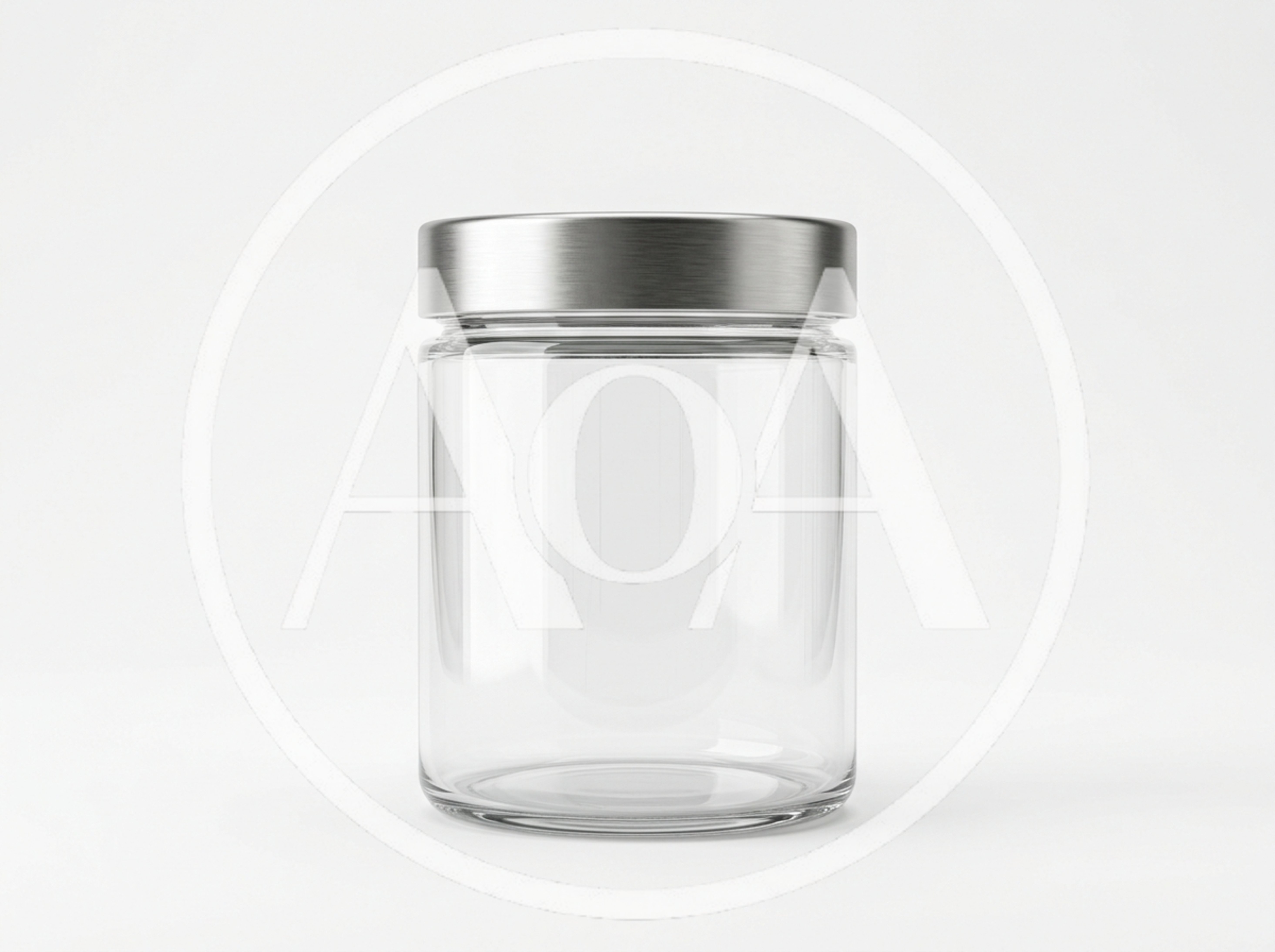 Empty Glass Jar With Brushed Metal Lid