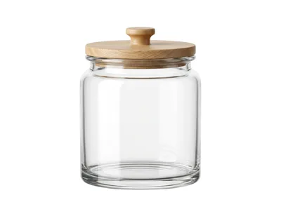 Empty Glass Storage Jar With Wooden Lid