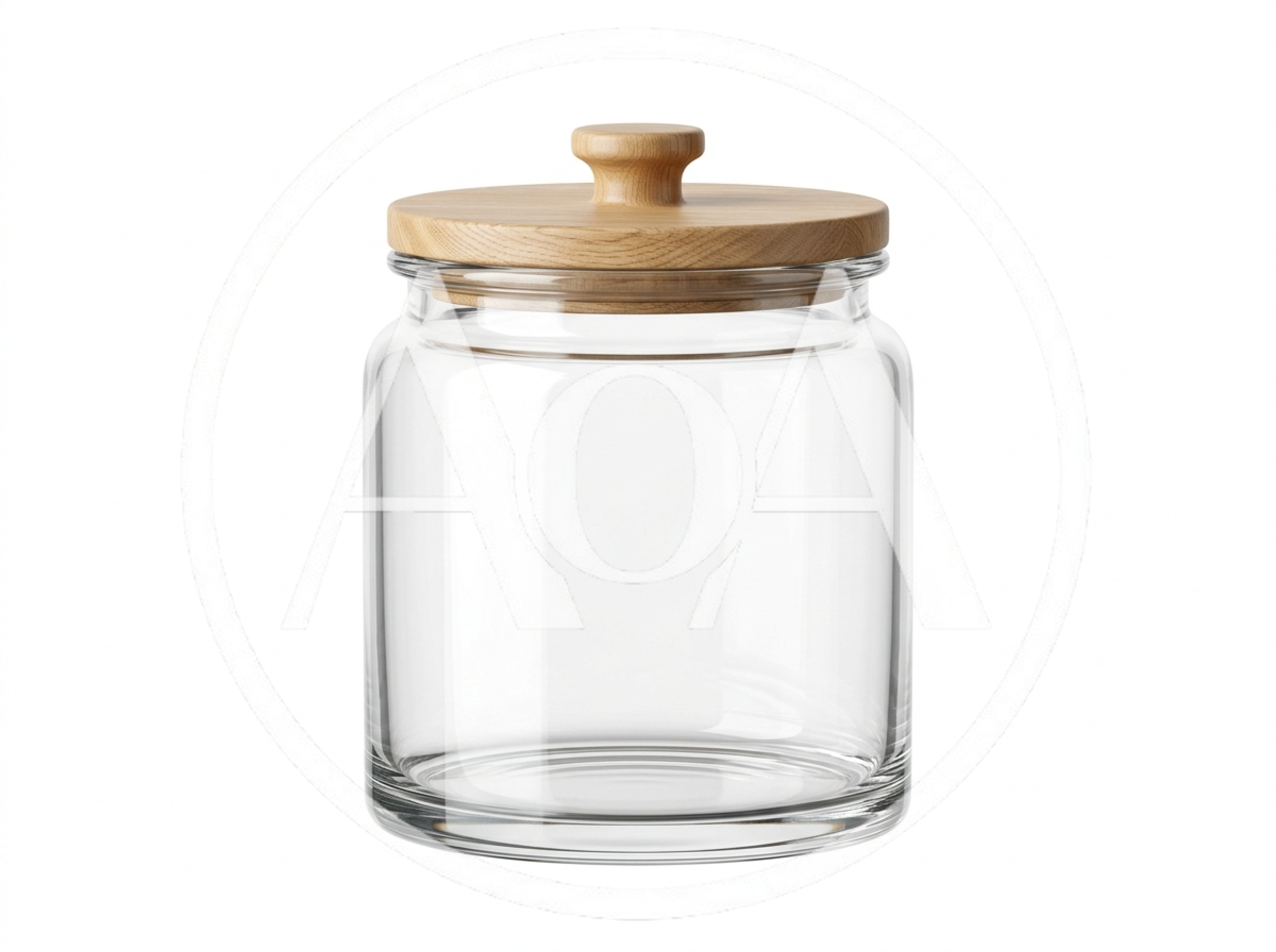 Empty Glass Storage Jar With Wooden Lid