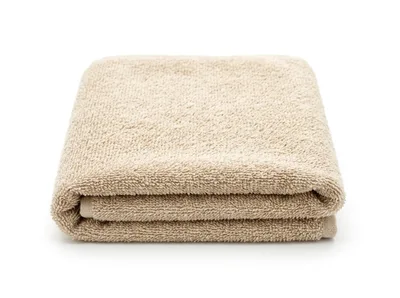 Folded Beige Cotton Bath Towel