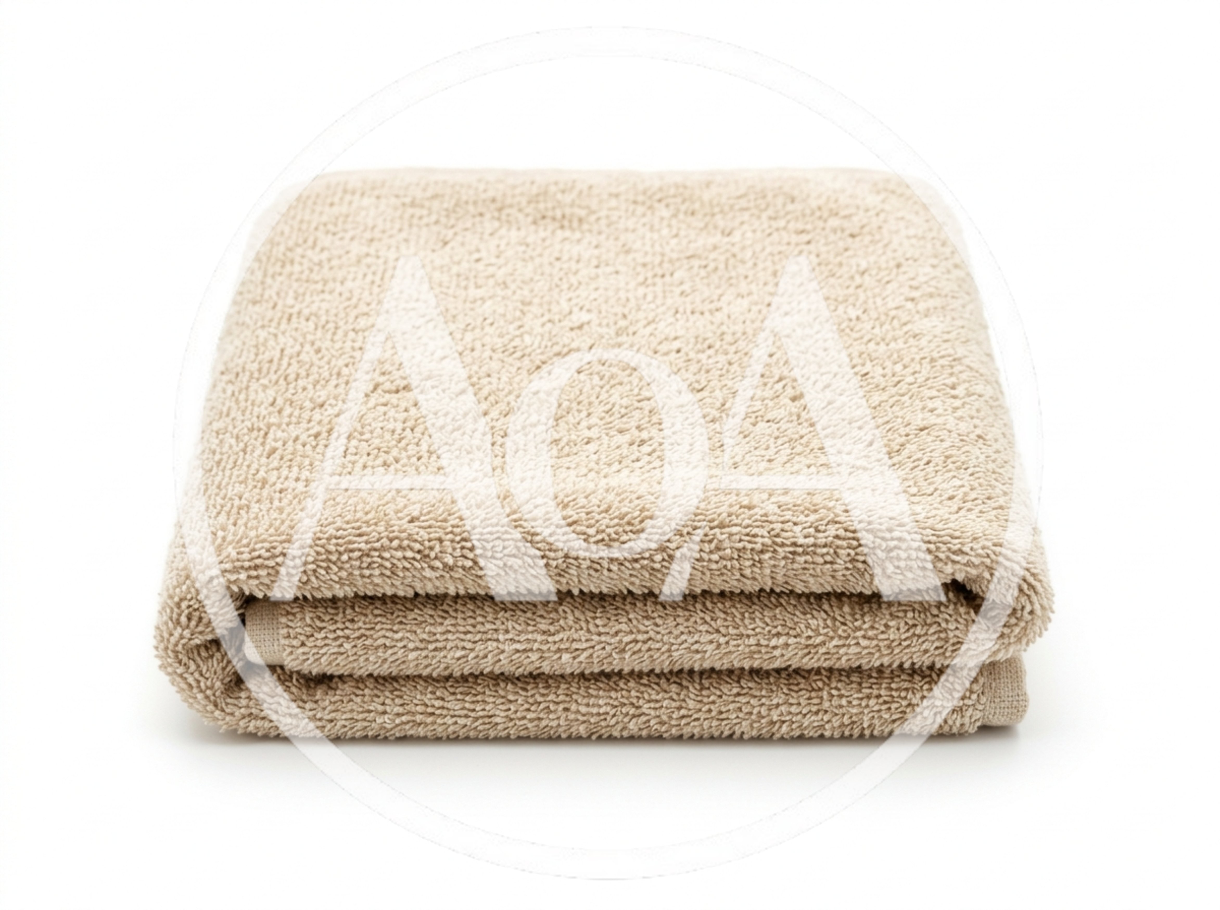 Folded Beige Cotton Bath Towel