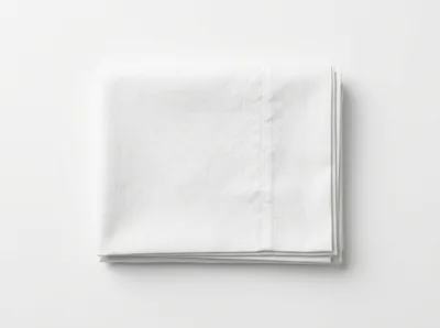 Folded White Linen Pillowcase On White Background