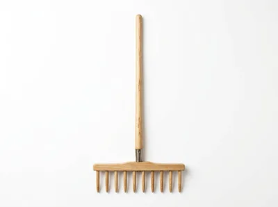 Wooden Garden Rake Isolated On White Background