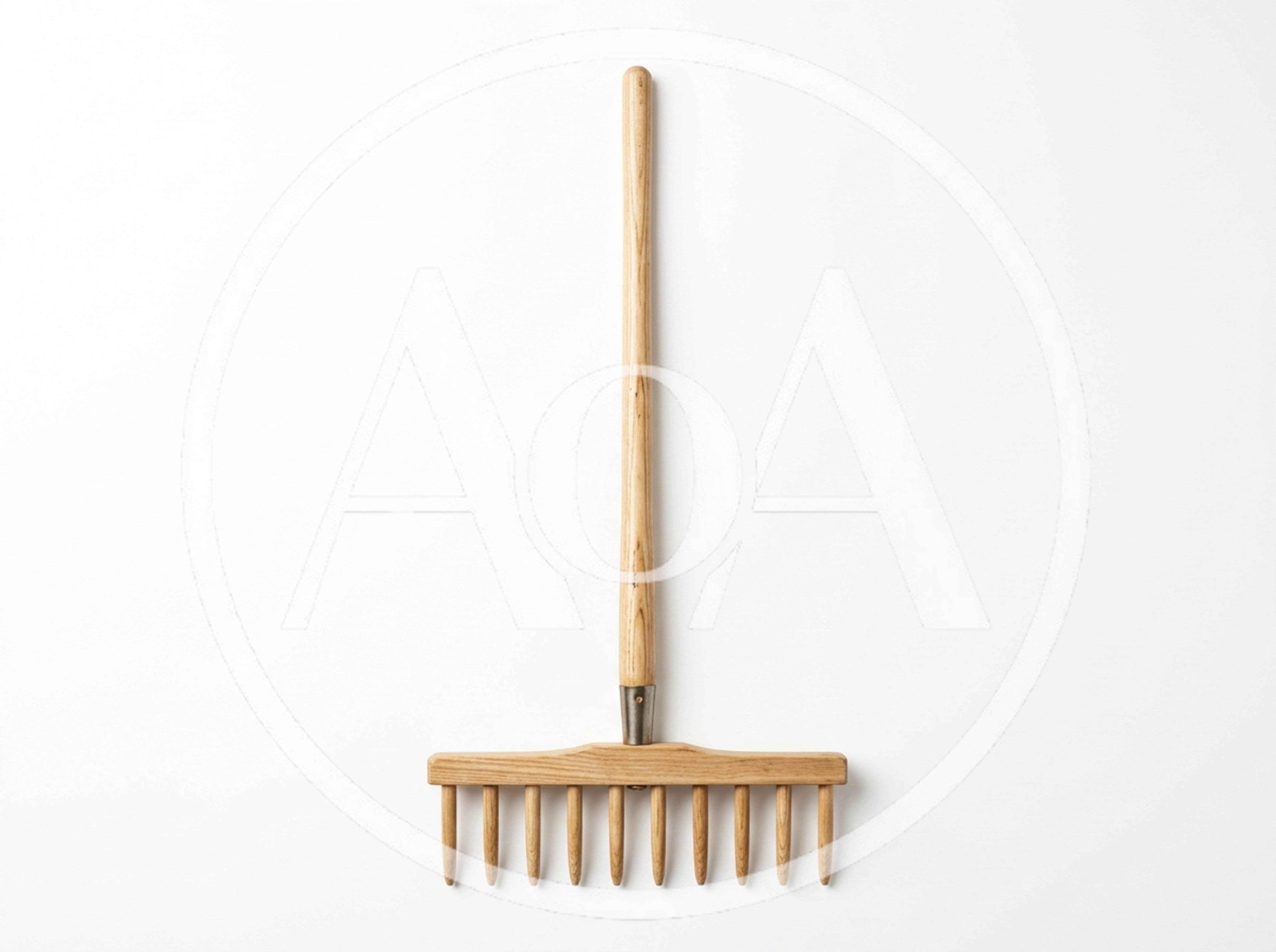 Wooden Garden Rake Isolated On White Background