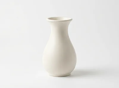 Minimalist White Ceramic Vase On A Plain Background