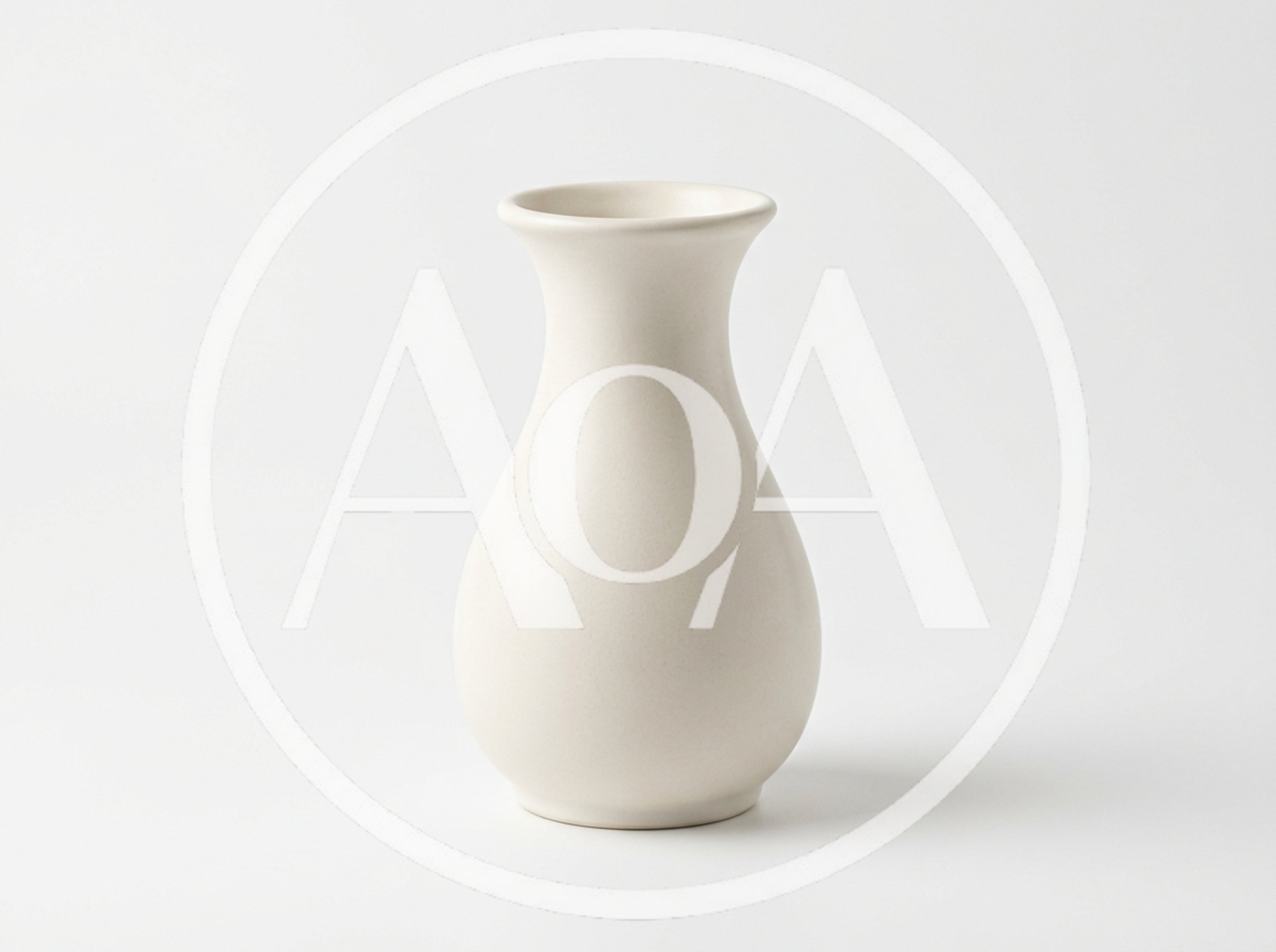 Minimalist White Ceramic Vase On A Plain Background