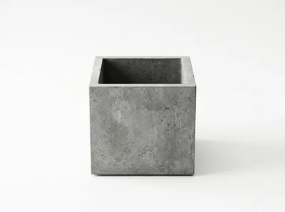 Empty Square Concrete Planter Pot