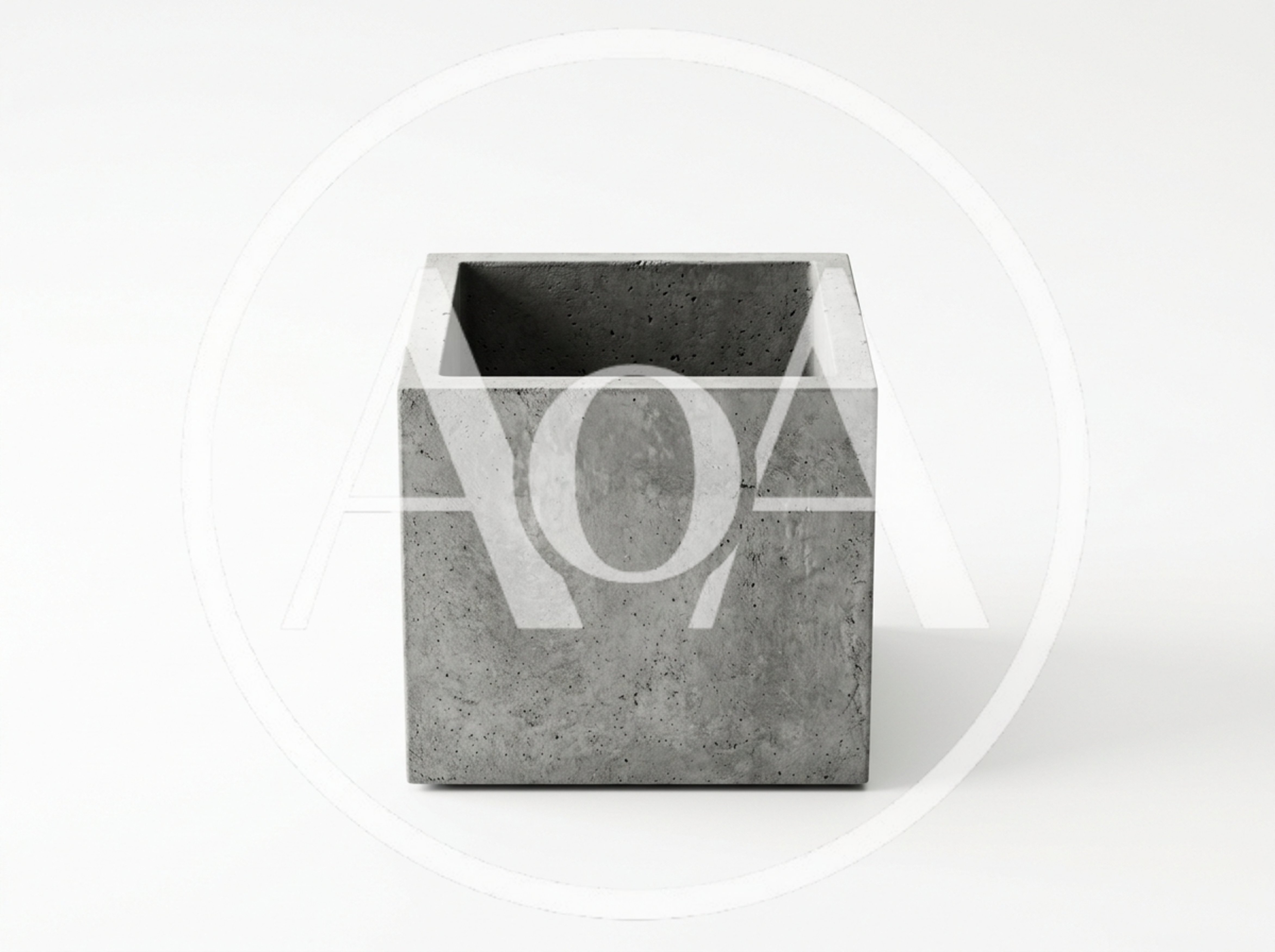 Empty Square Concrete Planter Pot