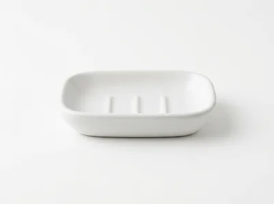 White Ceramic Soap Dish On White Background