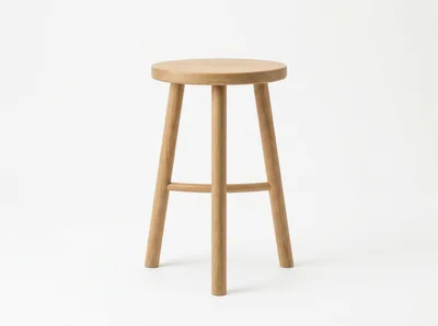 Minimalist Wooden Stool on White Background