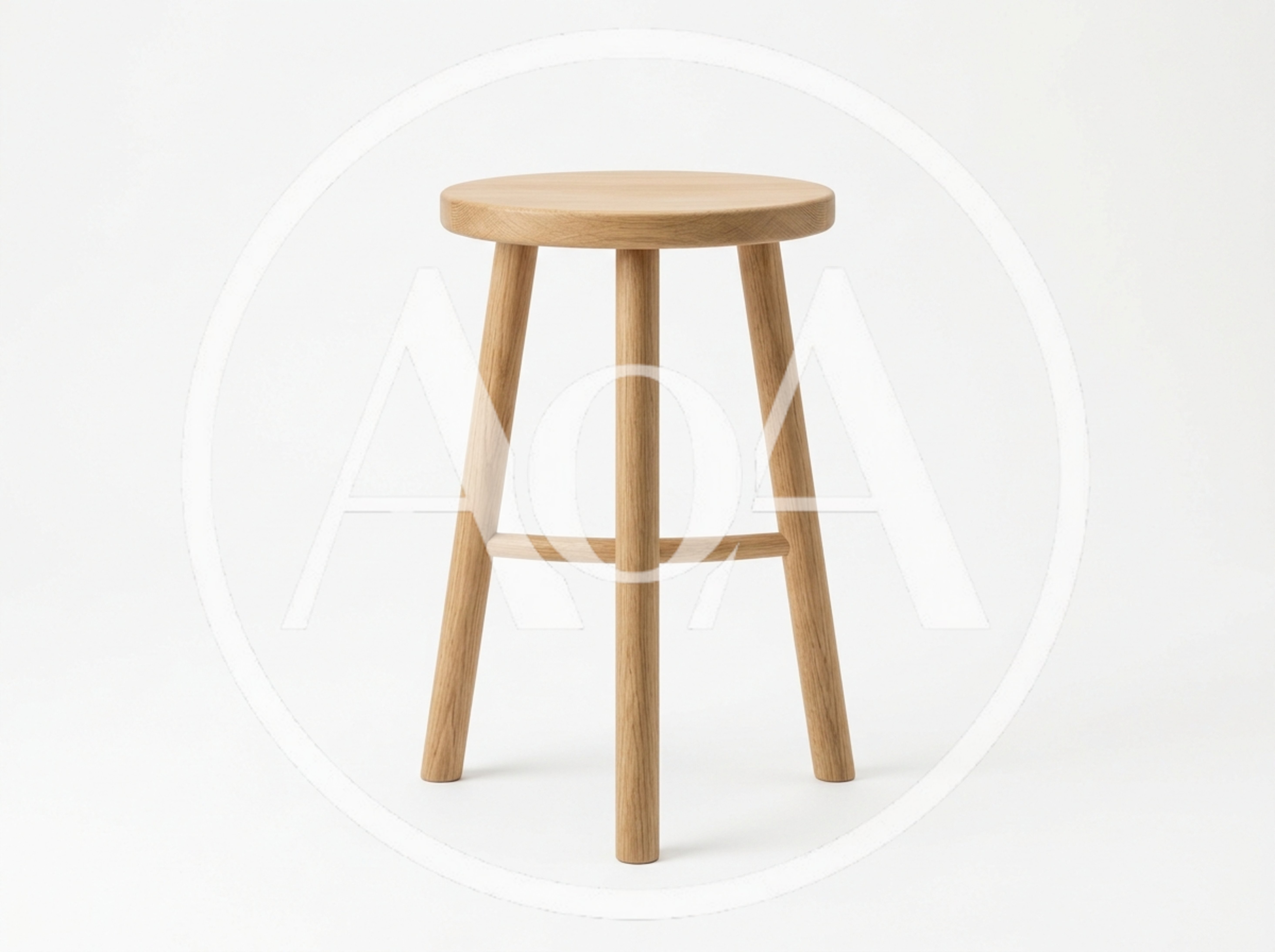 Minimalist Wooden Stool on White Background