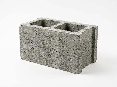 Single Gray Concrete Cinder Block Isolated On White