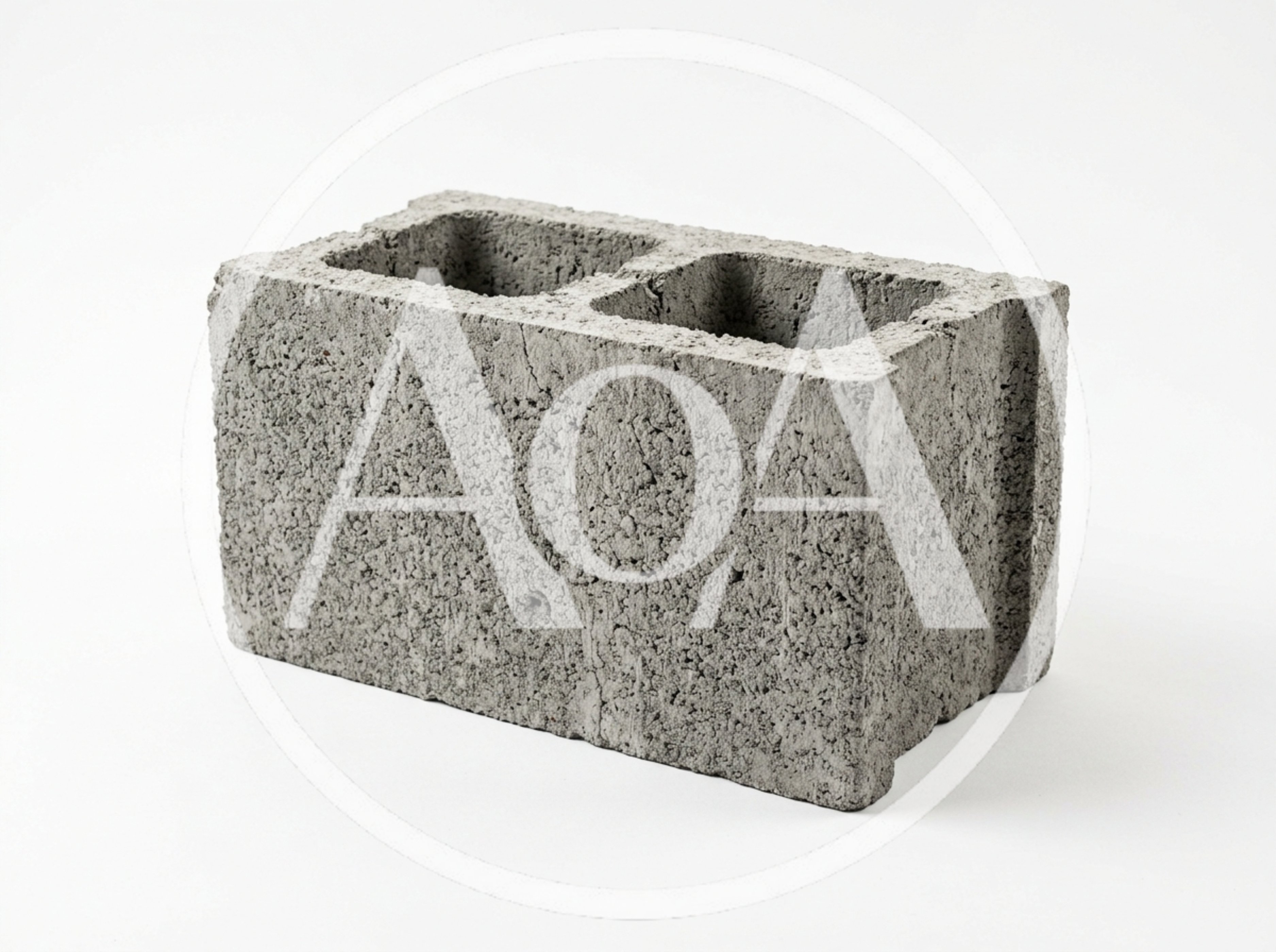 Single Gray Concrete Cinder Block Isolated On White