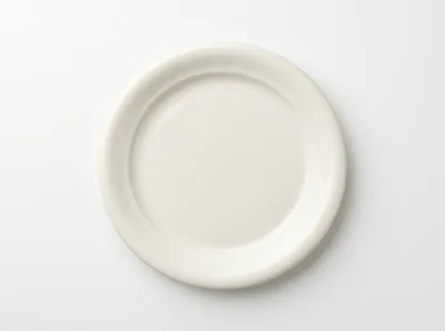 Empty White Ceramic Plate On White Background