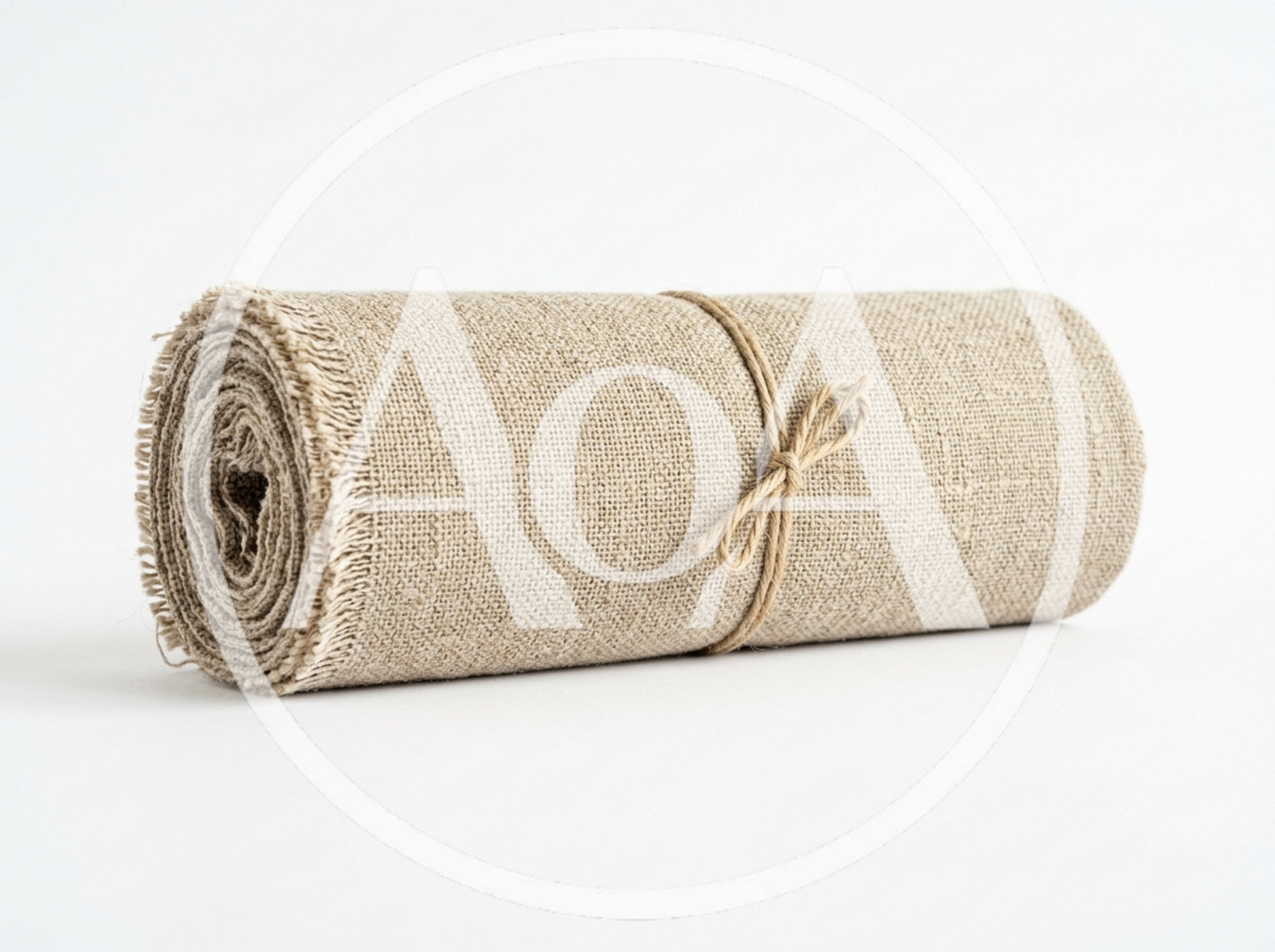 Rolled Natural Linen Fabric With Frayed Edges