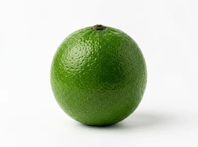 Single Fresh Green Lime Isolated On White Background