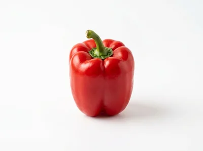 Single Fresh Red Bell Pepper On White Background