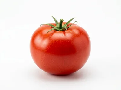 Single Fresh Red Tomato on White Background