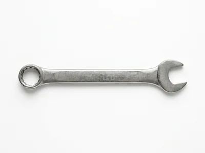 Silver Combination Wrench Isolated On White Background