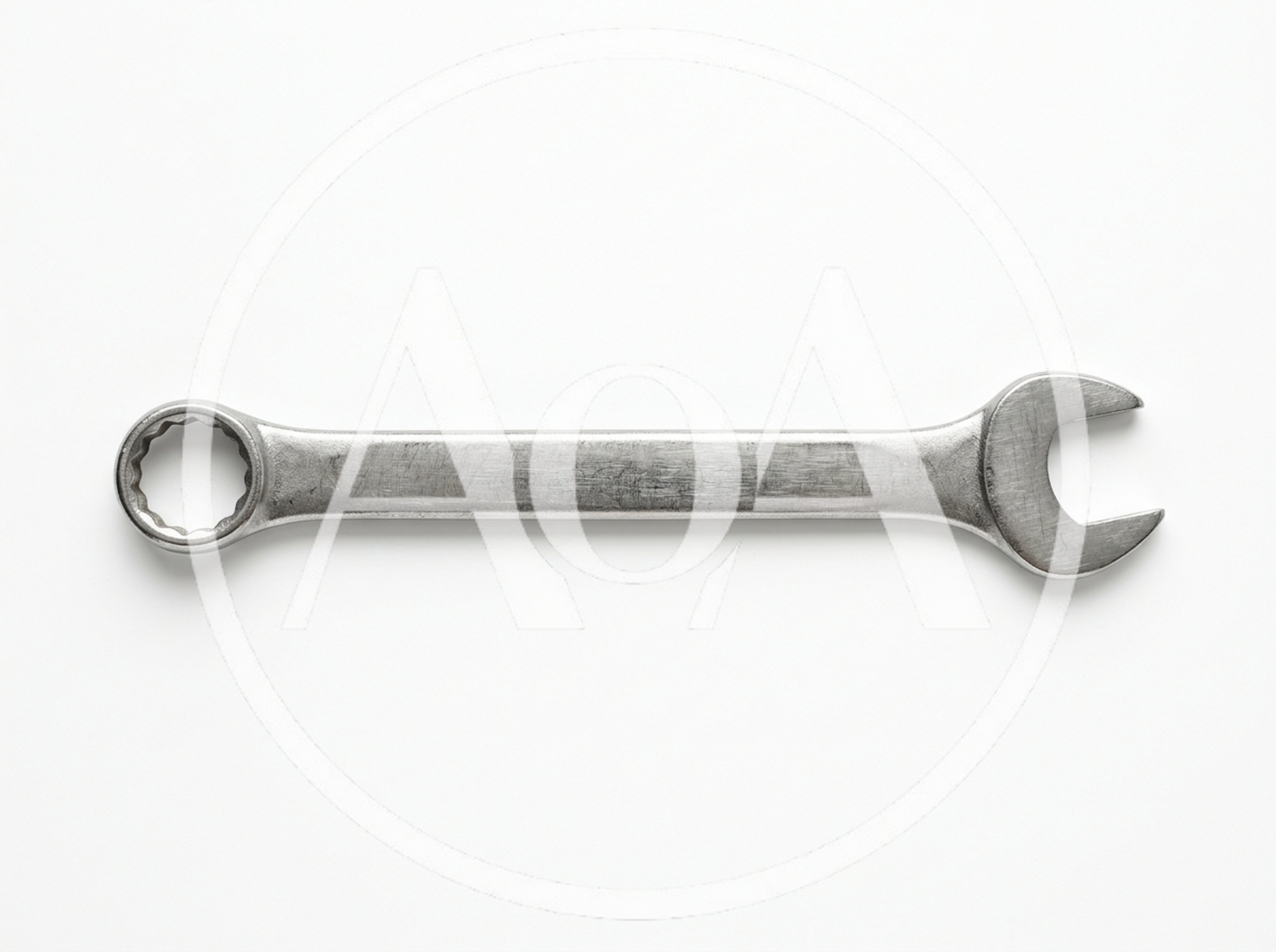 Silver Combination Wrench Isolated On White Background