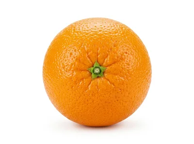 Single Fresh Orange Fruit Isolated On White Background