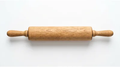 Wooden Rolling Pin Isolated On White Background