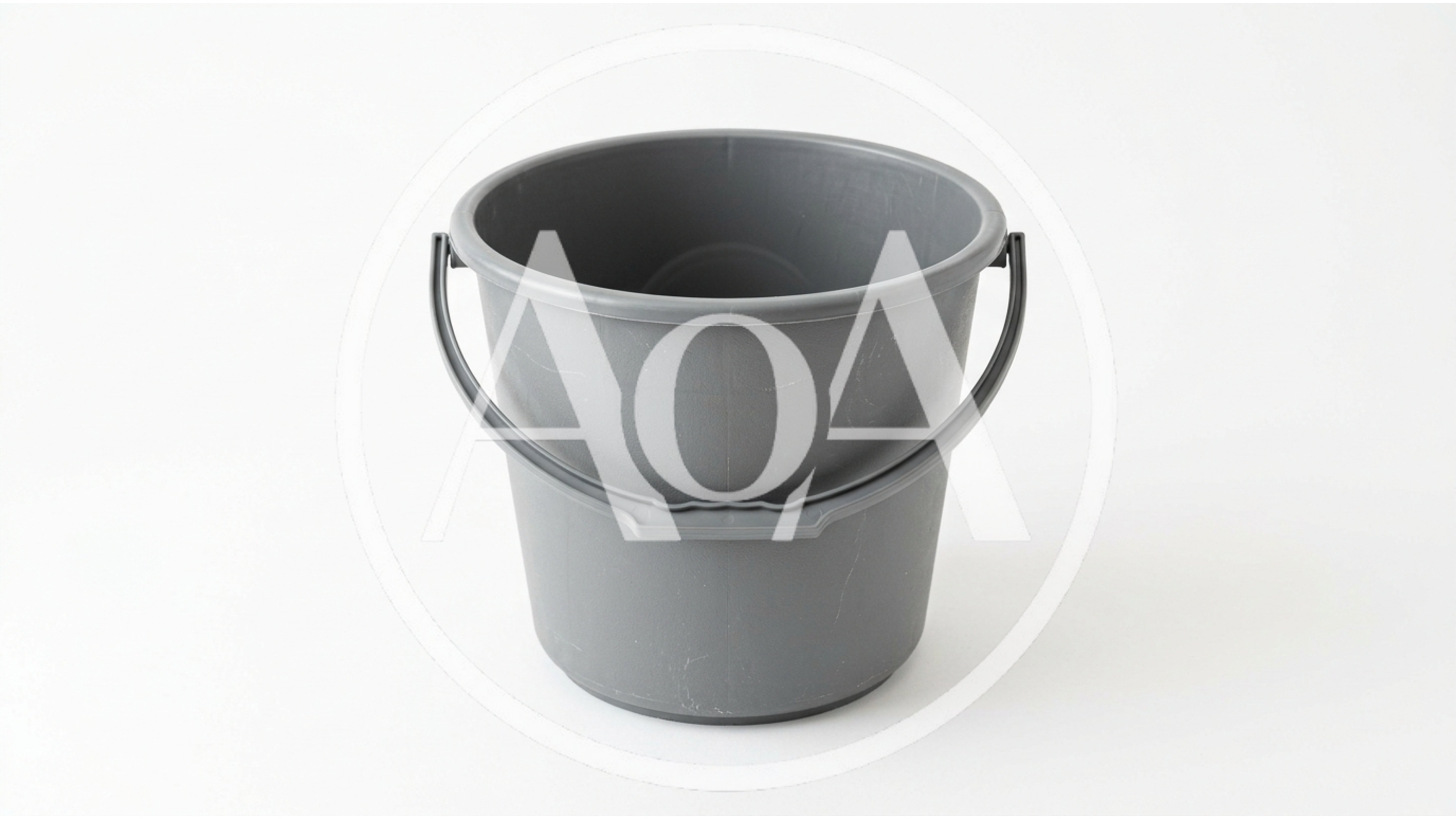 Grey Plastic Bucket On White Background