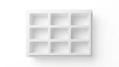 Empty White Styrofoam Nine Compartment Storage Tray