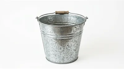Galvanized Metal Bucket With Wooden Handle