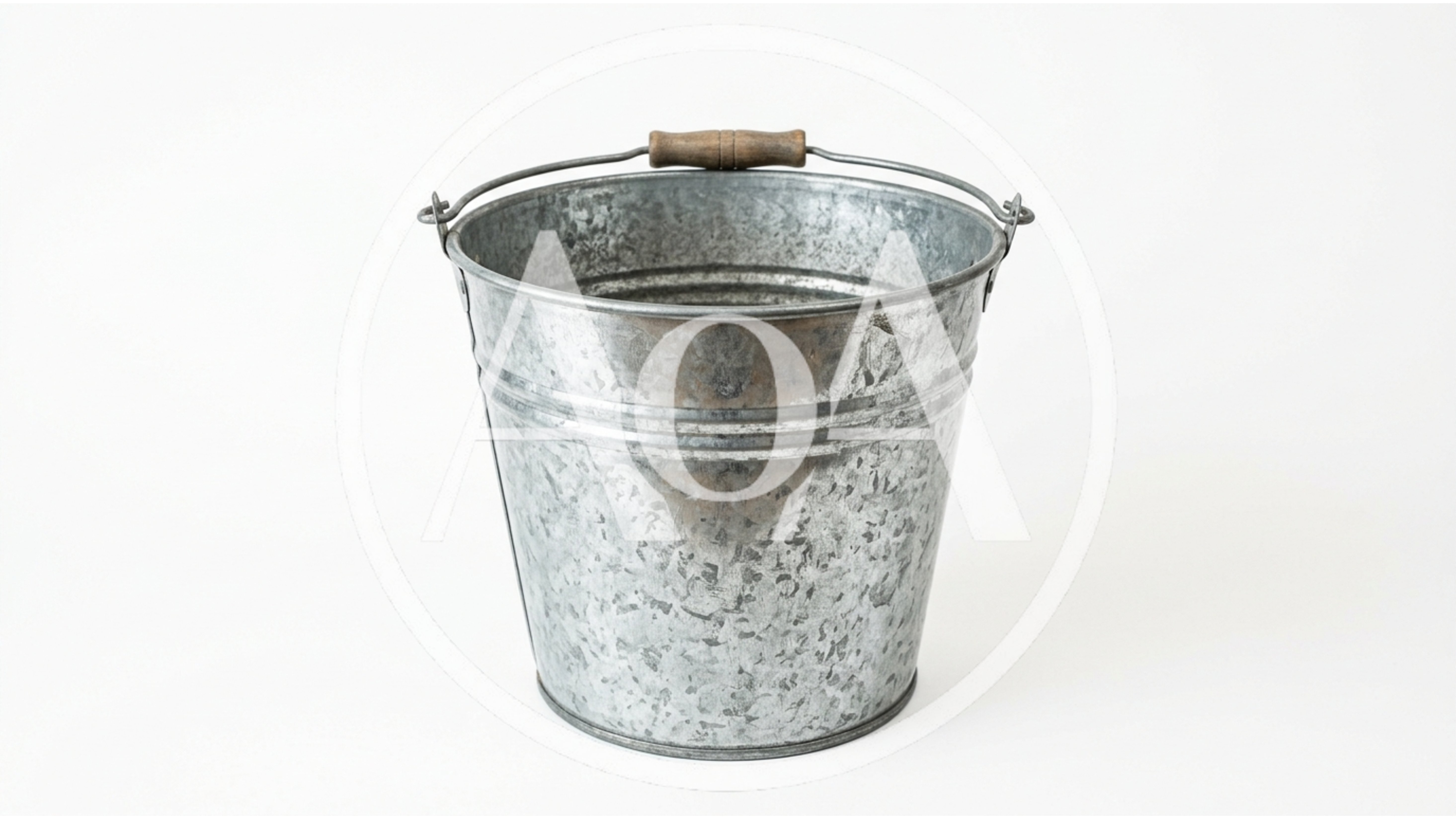Galvanized Metal Bucket With Wooden Handle