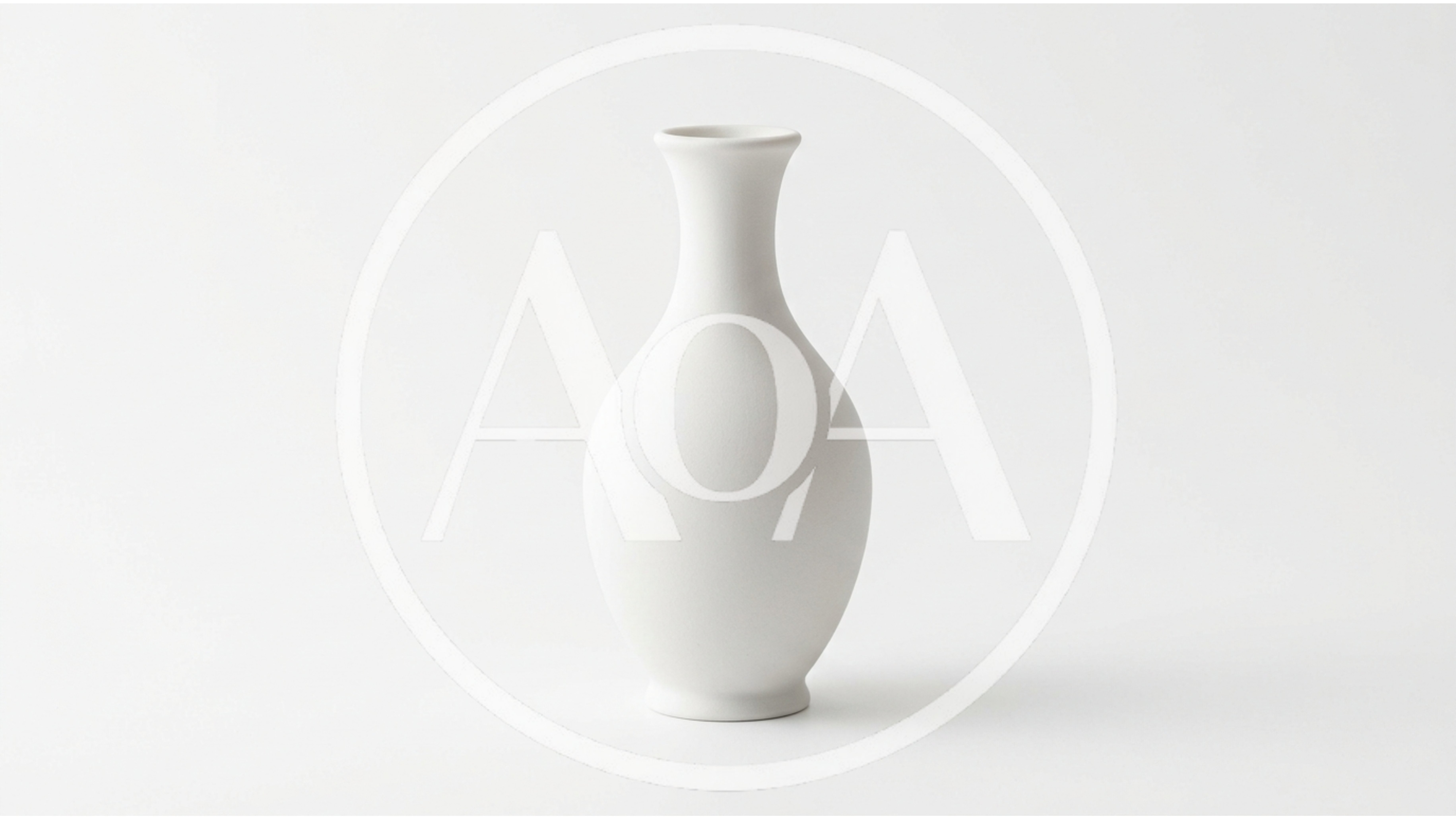 Minimalist White Ceramic Vase On White Background