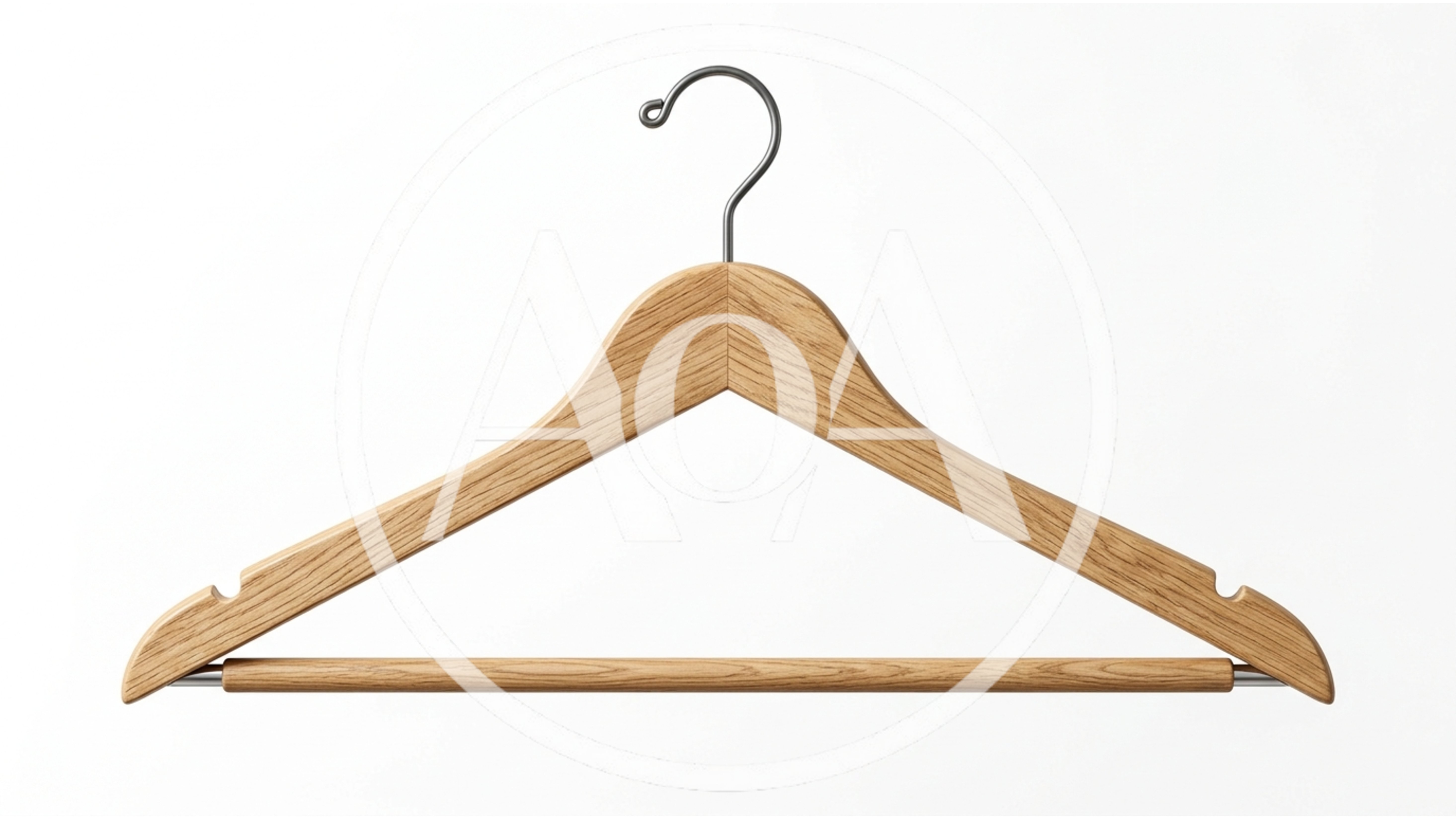 Wooden Clothes Hanger Isolated On White Background
