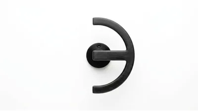 Modern Black Metal Door Handle On White Background